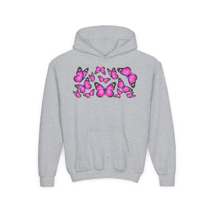 Youth Heavy Blend Hooded Sweatshirt -  Beautiful purple monarch Printify