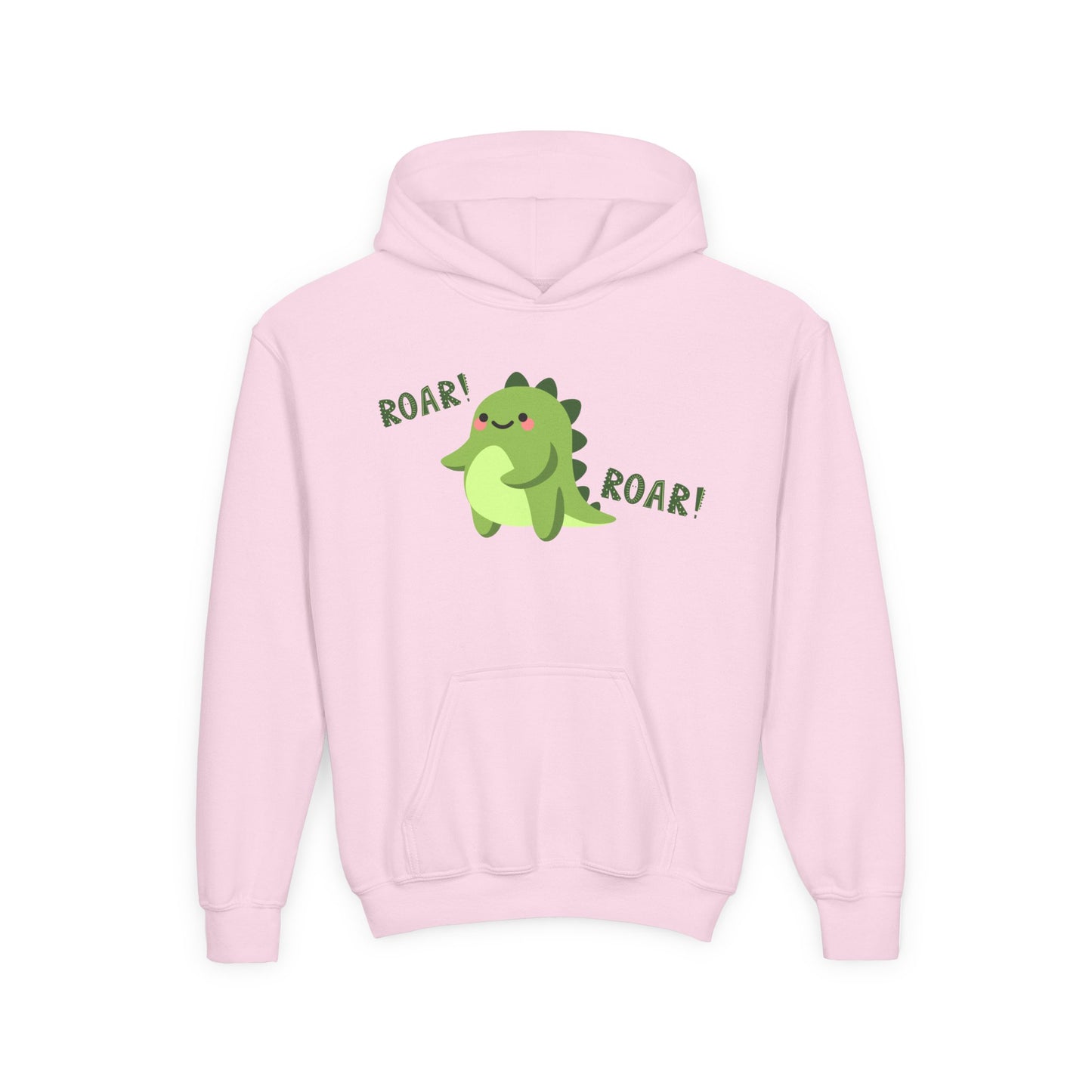 Youth Heavy Blend Hooded Sweatshirt - Cute Dinosaur Roar