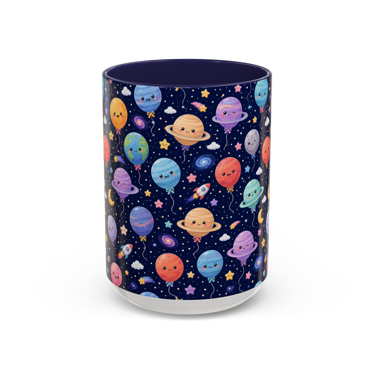 Accent Coffee Mug (11/15 oz) - Kawaii Space Balloon Planet