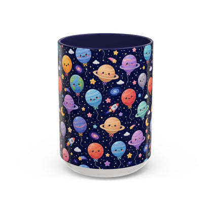 Accent Coffee Mug (11/15 oz) - Kawaii Space Balloon Planet