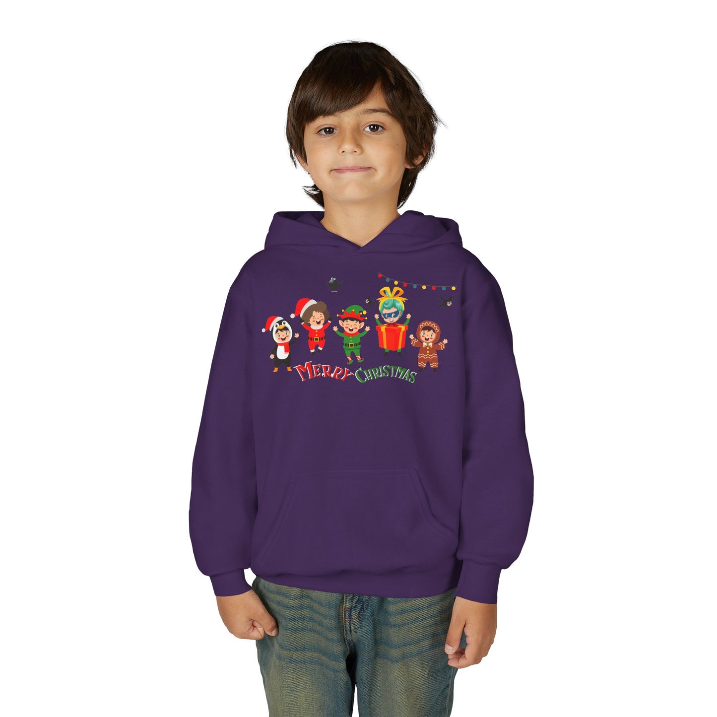 Youth Heavy Blend Hooded Sweatshirt - Merry christmas by super kiddo and friends