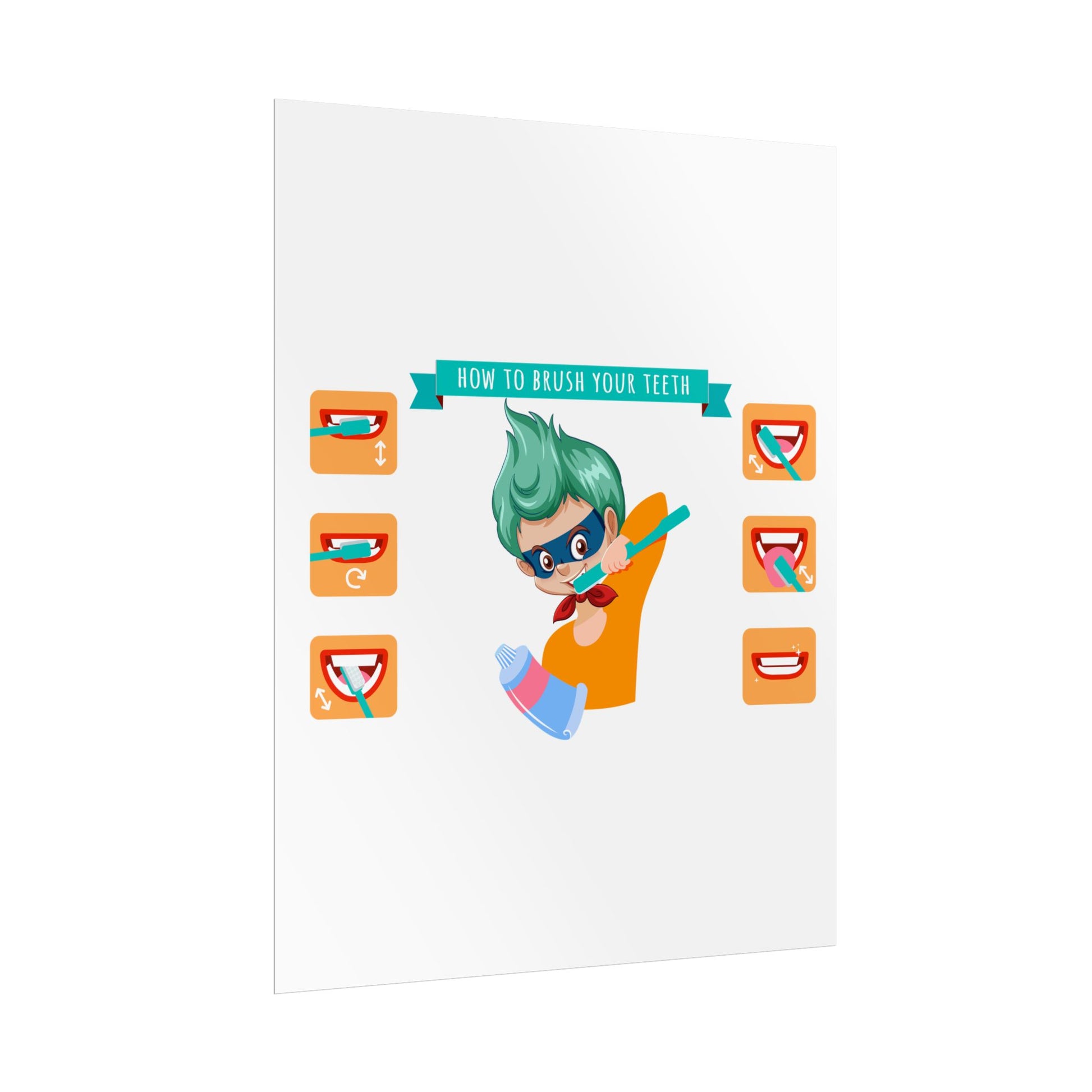 Rolled Posters - Super kiddo how to brush teeth - [[{"value":"Wonderwear Kid"}]]
