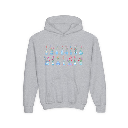 Youth Heavy Blend Hooded Sweatshirt - Set of flower vase Printify