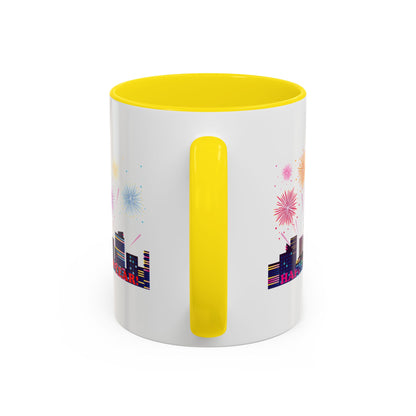 Accent Coffee Mug - Super kiddo with fireworks with text - [[{"value":"Wonderwear Kid"}]]