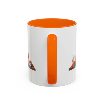 Accent Coffee Mug - Super kiddo studying - [[{"value":"Wonderwear Kid"}]]