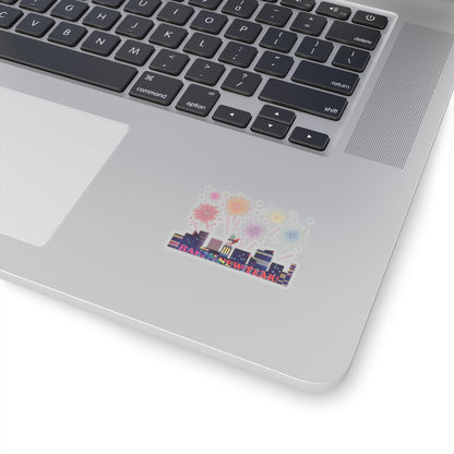 Kiss-Cut Stickers - Super kiddo with fireworks with text - [[{"value":"Wonderwear Kid"}]]