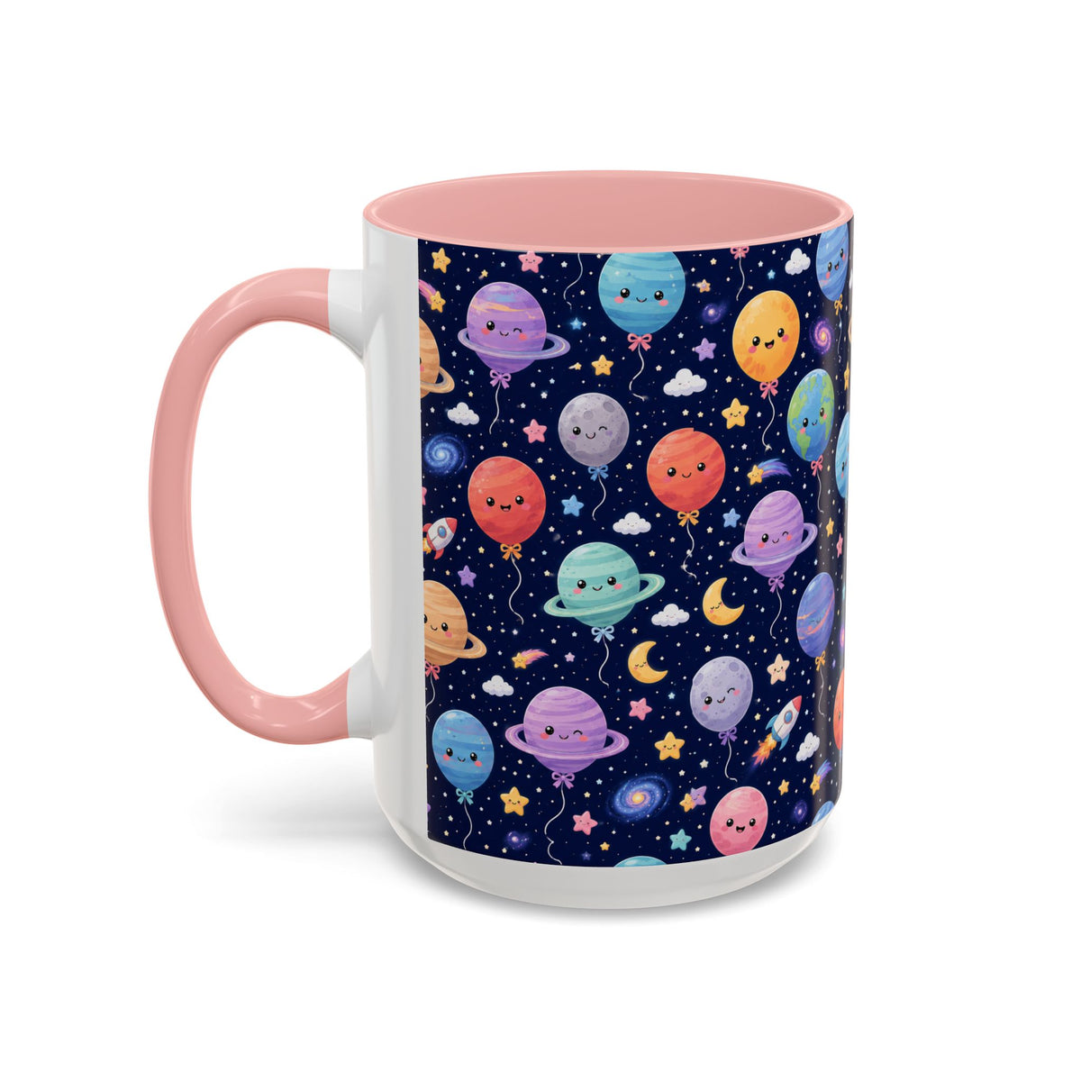 Accent Coffee Mug (11/15 oz) - Kawaii Space Balloon Planet