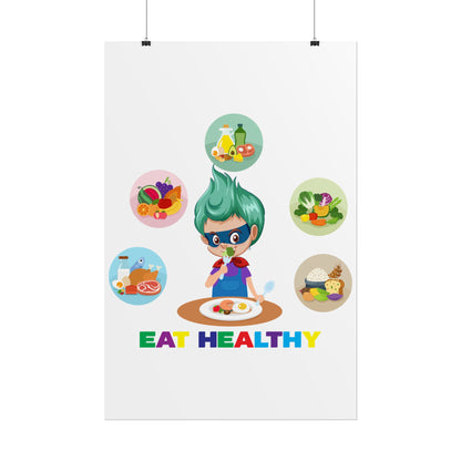 Rolled Posters - Supper kiddo showing healthy food to eat - [[{"value":"Wonderwear Kid"}]]