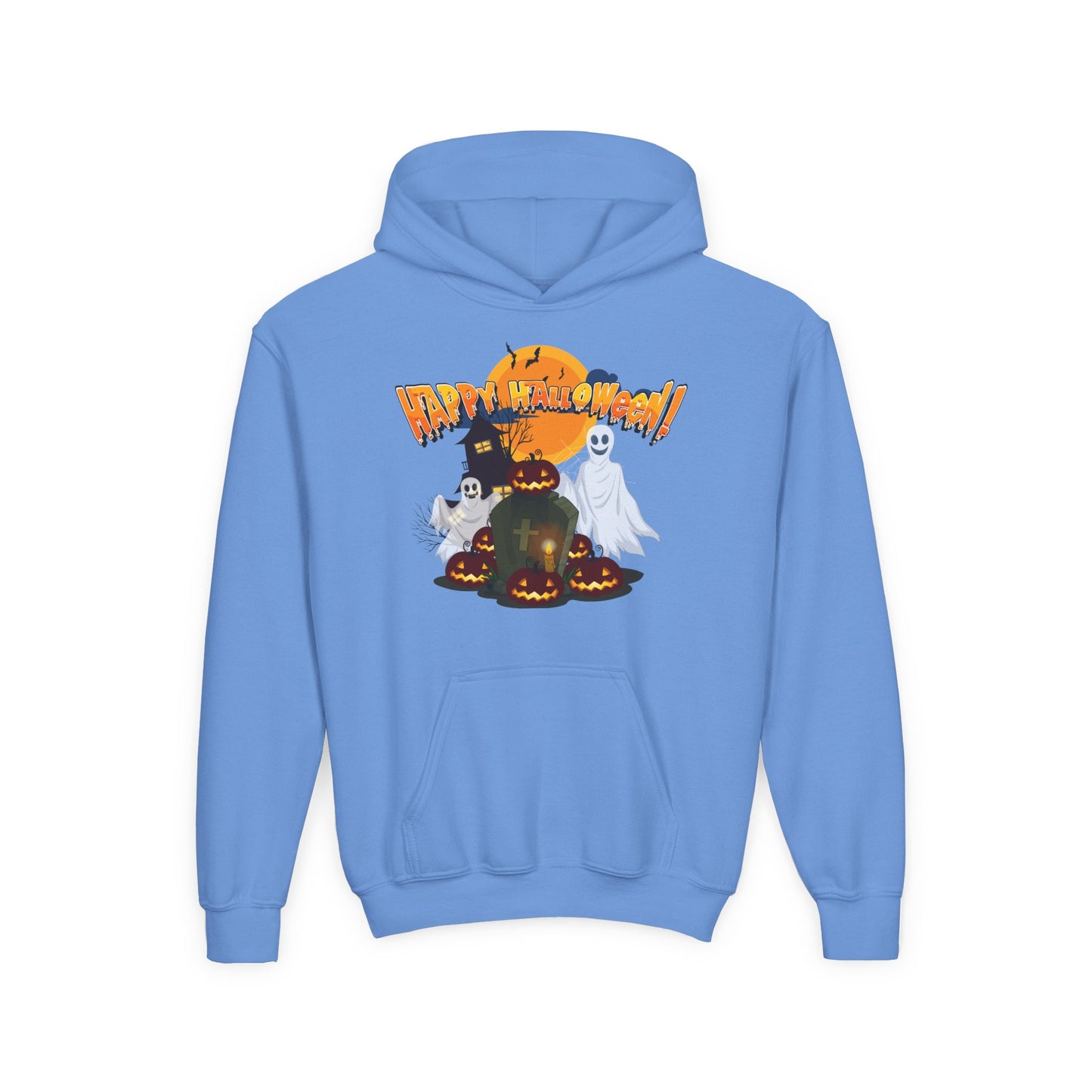 Youth Heavy Blend Hooded Sweatshirt - Happy holloween - cemetery