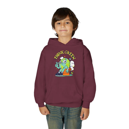 Youth Heavy Blend Hooded Sweatshirt - Think Green Design Printify