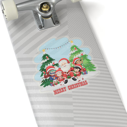 Kiss-Cut Stickers - Super kiddo with santa claus Merry christmas - [[{"value":"Wonderwear Kid"}]]