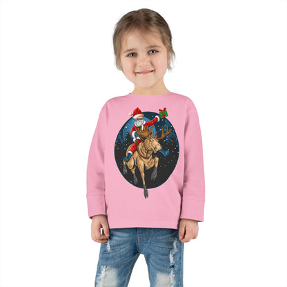 Toddler Long Sleeve Tee - Super kiddo riding a reindeer - [[{"value":"Wonderwear Kid"}]]
