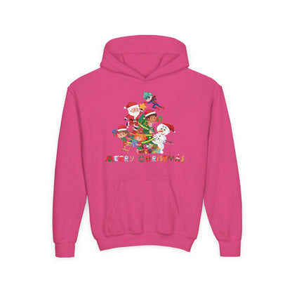Youth Heavy Blend Hooded Sweatshirt - Super kiddo making christmas tree with text - [[{"value":"Wonderwear Kid"}]]