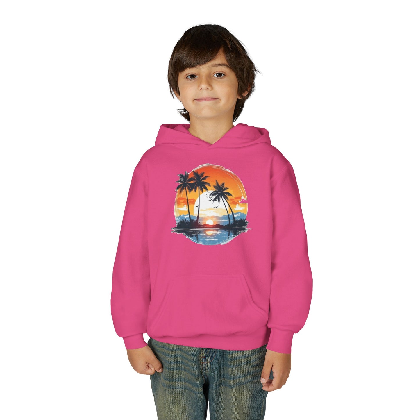 Youth Heavy Blend Hooded Sweatshirt - Tropical Sunset Beachwear