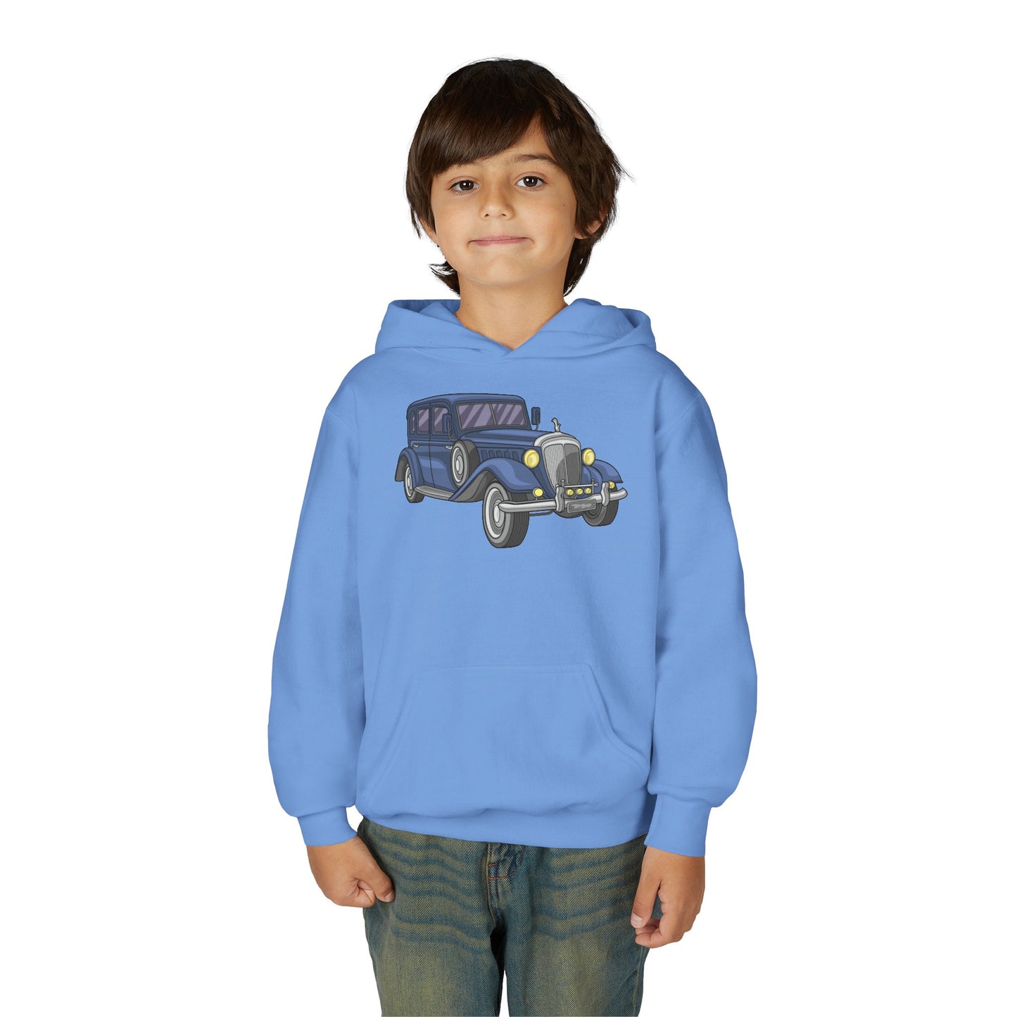 Youth Heavy Blend Hooded Sweatshirt -  vintage retro car