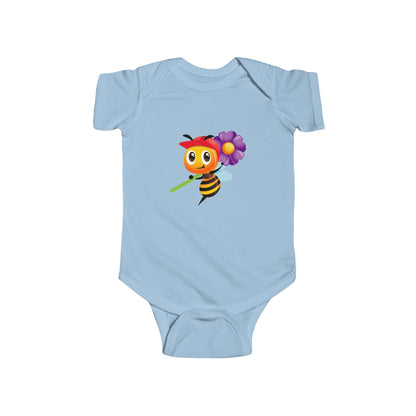 Cute bee with purple flower infant bodysuit Printify