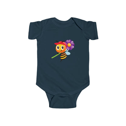 Cute bee with purple flower infant bodysuit Printify