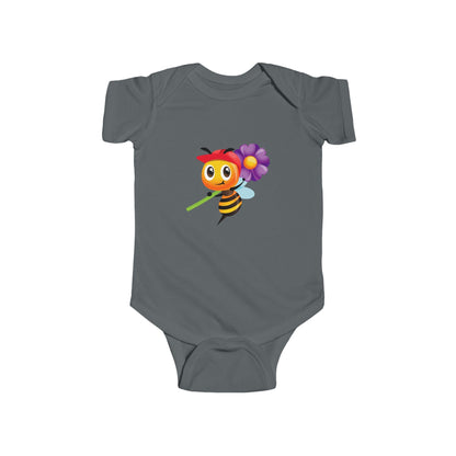 Cute bee with purple flower infant bodysuit Printify