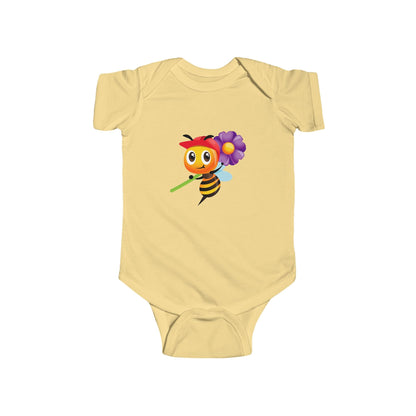 Cute bee with purple flower infant bodysuit Printify