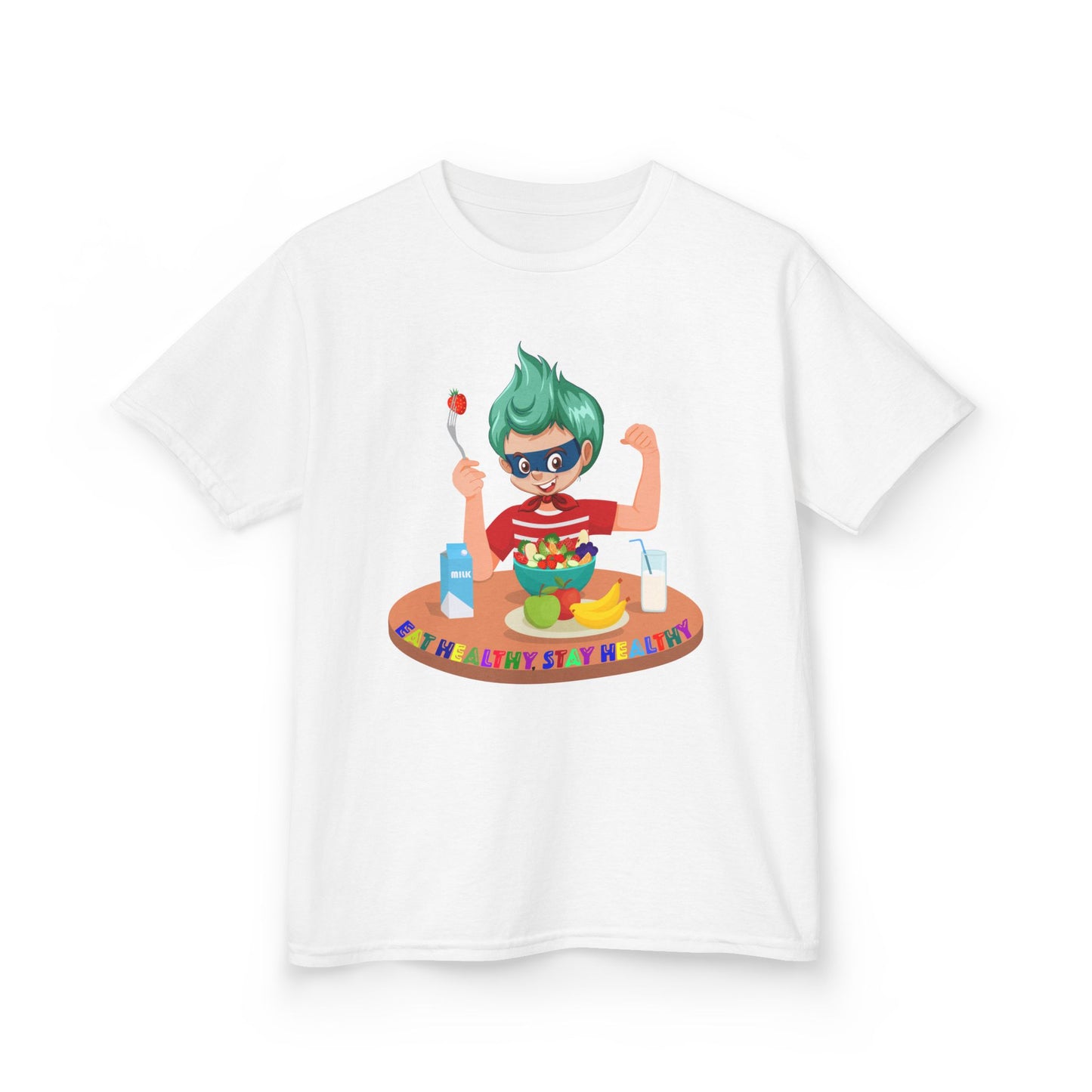 Kids Heavy Cotton™ Tee - super kiddo eating healthy food - [[{"value":"Wonderwear Kid"}]]