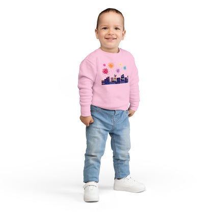 Toddler Sweatshirt - Super kiddo with fireworks - [[{"value":"Wonderwear Kid"}]]