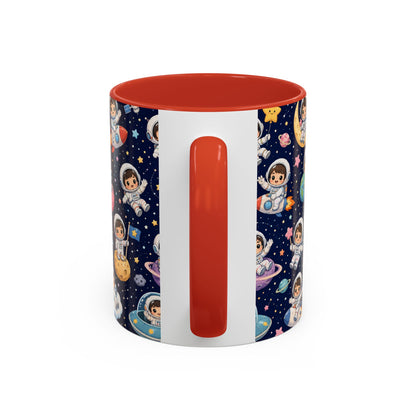 Accent Coffee Mug  (11/15 oz) - Kawaii Astronauts in a Starry Space Adventure