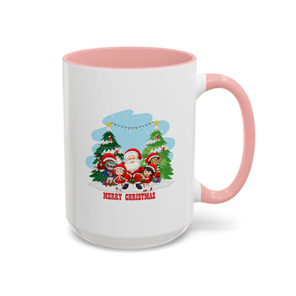 Accent Coffee Mug - Super kiddo with santa claus Merry christmas - [[{"value":"Wonderwear Kid"}]]
