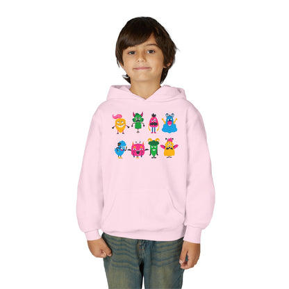 Youth Heavy Blend Hooded Sweatshirt - Set of monsters Printify