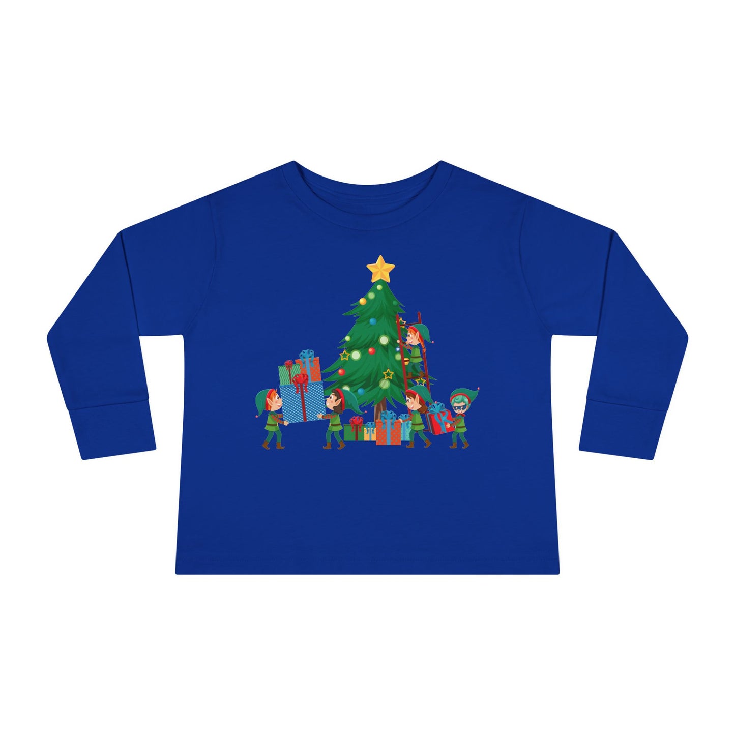 Toddler Long Sleeve Tee - Super kiddo putting gifts on christmas tree - [[{"value":"Wonderwear Kid"}]]
