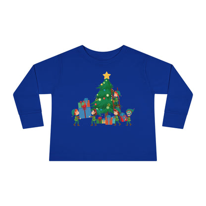 Toddler Long Sleeve Tee - Super kiddo putting gifts on christmas tree - [[{"value":"Wonderwear Kid"}]]