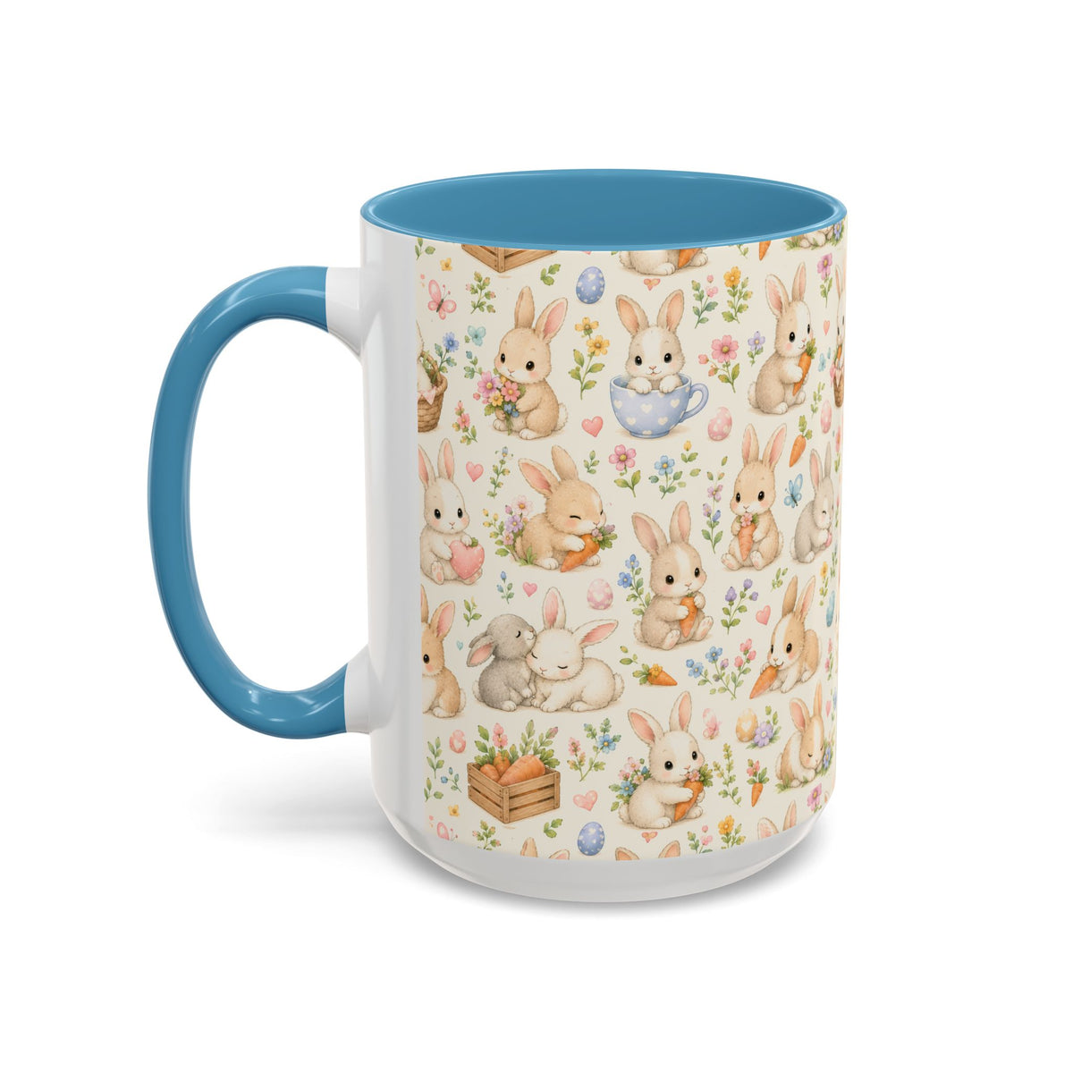 Accent Coffee Mug  (11/15 oz) - Pastel Bunny Garden Easter