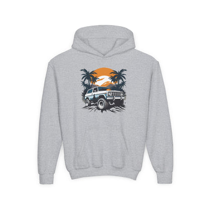 Youth Heavy Blend Hooded Sweatshirt - Off road car Printify
