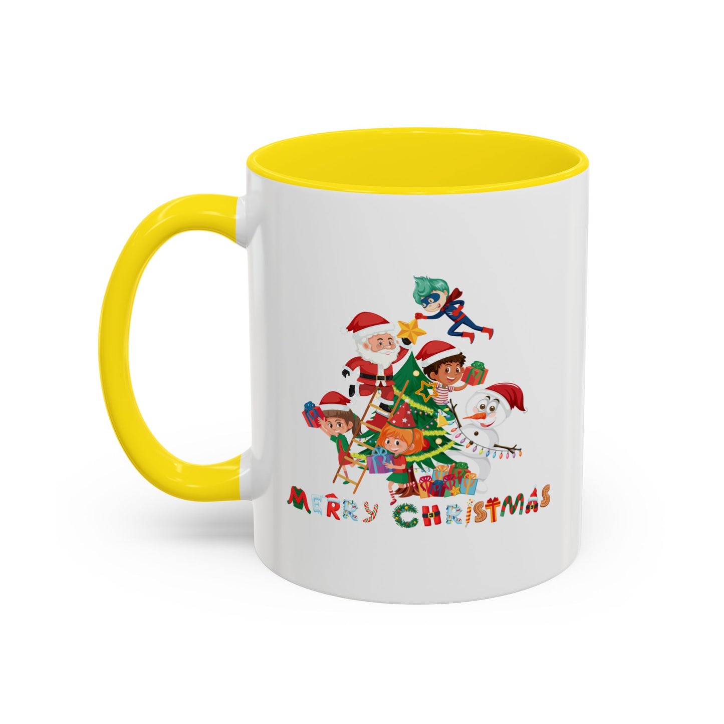 Accent Coffee Mug - Super kiddo making christmas tree with text