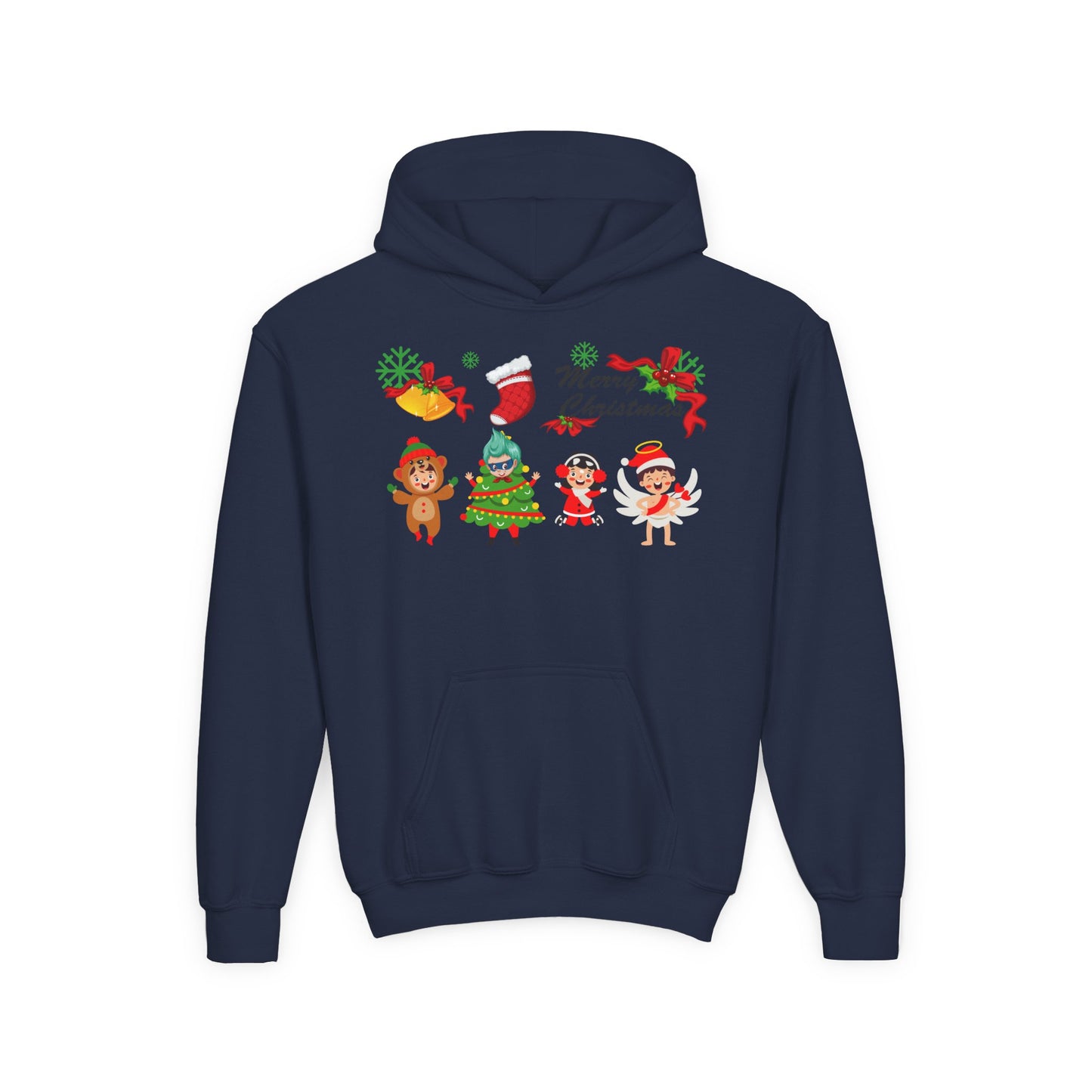 Youth Heavy Blend Hooded Sweatshirt - Merry christmas from super kid