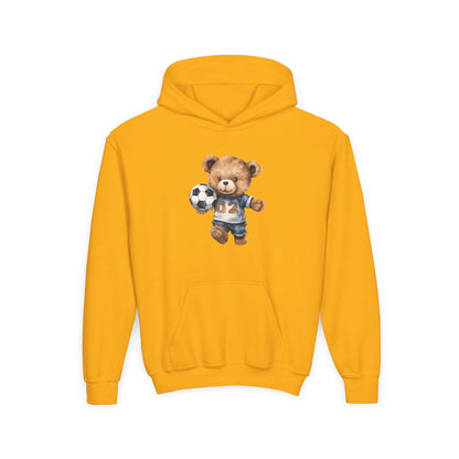 Kids Soccer Bear Hoodie Printify