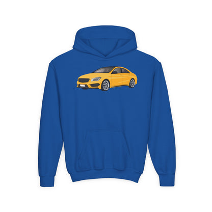 Youth Heavy Blend Hooded Sweatshirt - Yellow car Printify