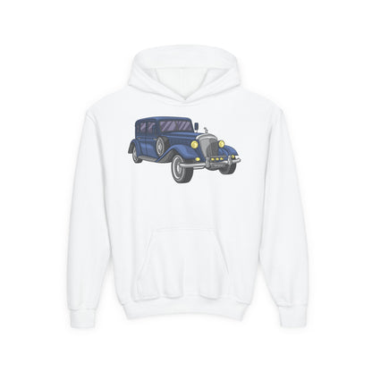 Youth Heavy Blend Hooded Sweatshirt -  vintage retro car Printify
