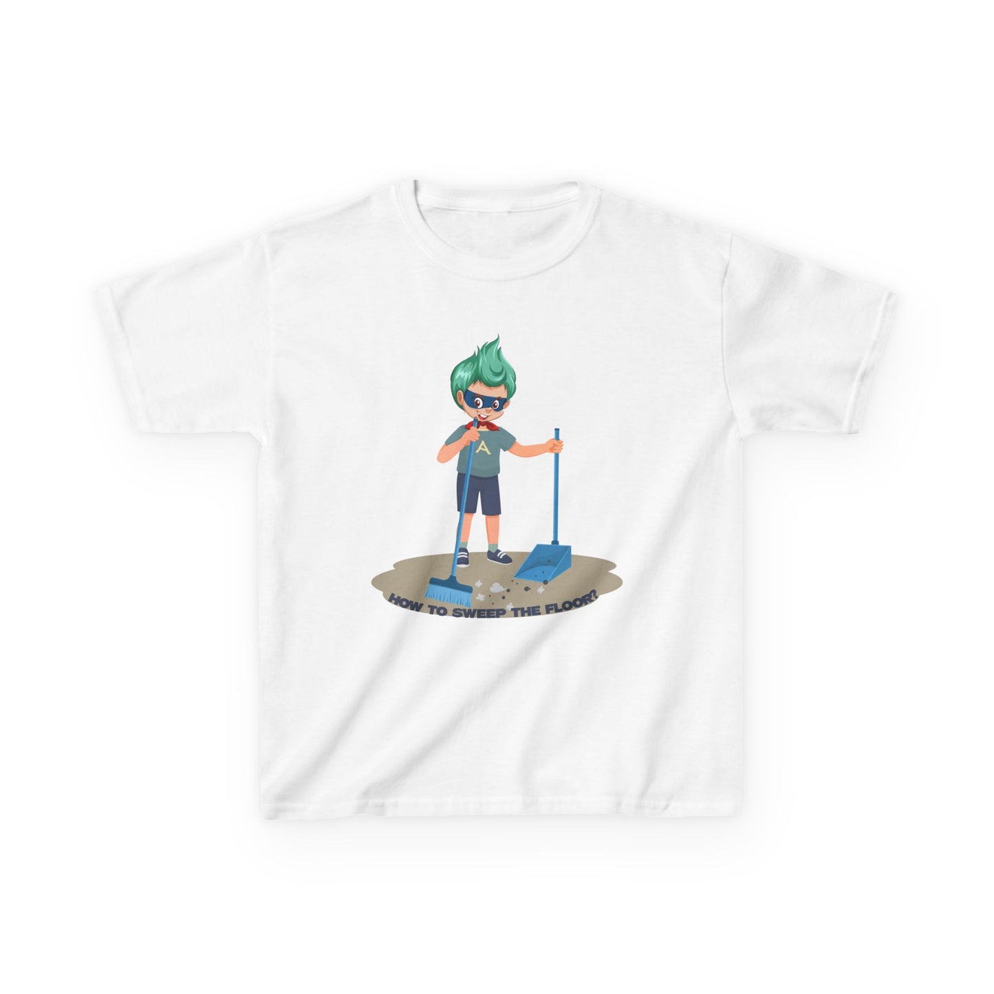 Kids Heavy Cotton™ Tee - Super kiddo sweeping floor - [[{"value":"Wonderwear Kid"}]]
