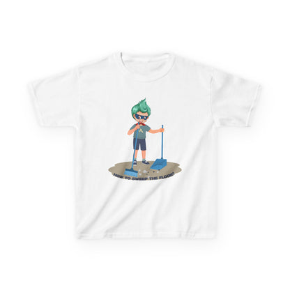 Kids Heavy Cotton™ Tee - Super kiddo sweeping floor - [[{"value":"Wonderwear Kid"}]]