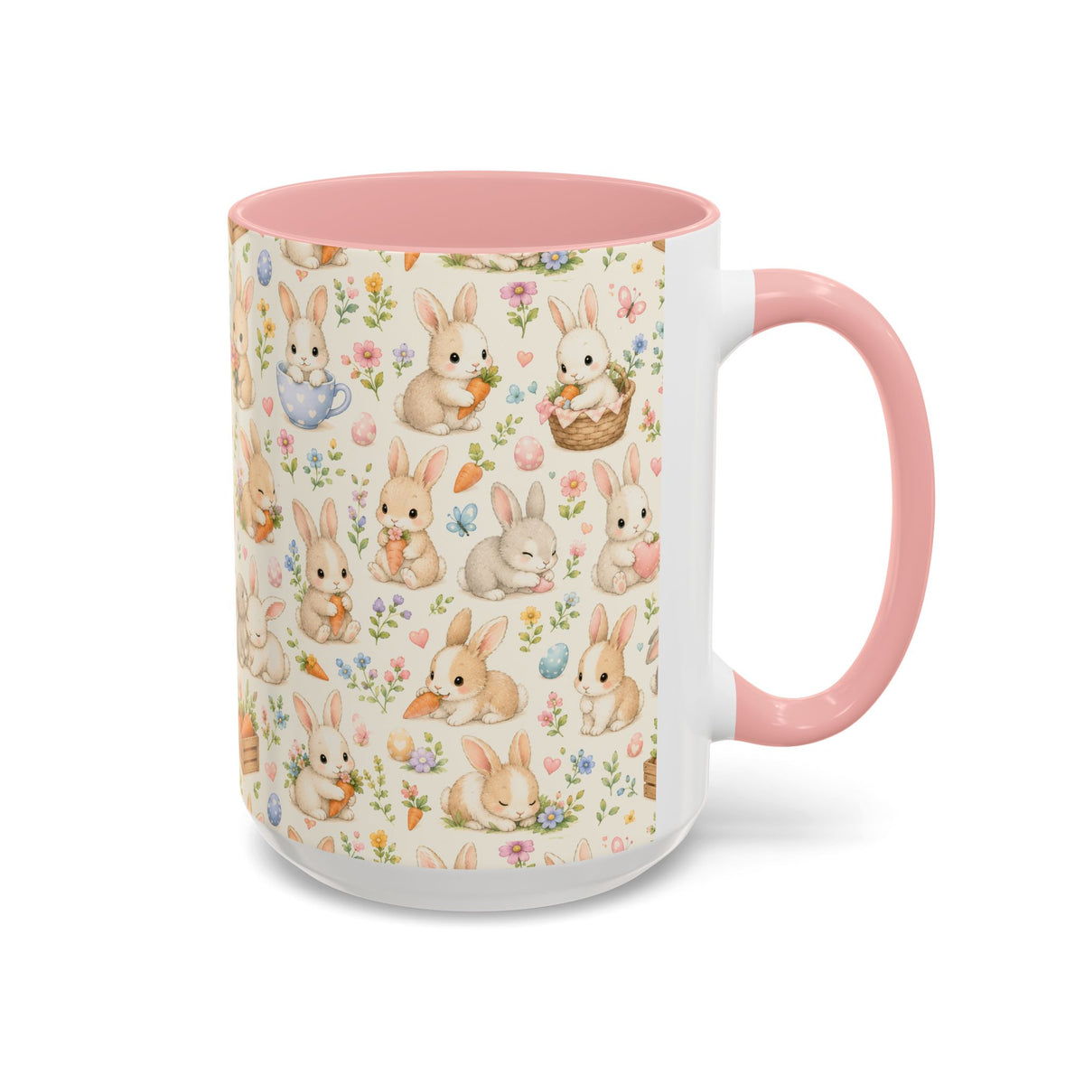 Accent Coffee Mug  (11/15 oz) - Pastel Bunny Garden Easter