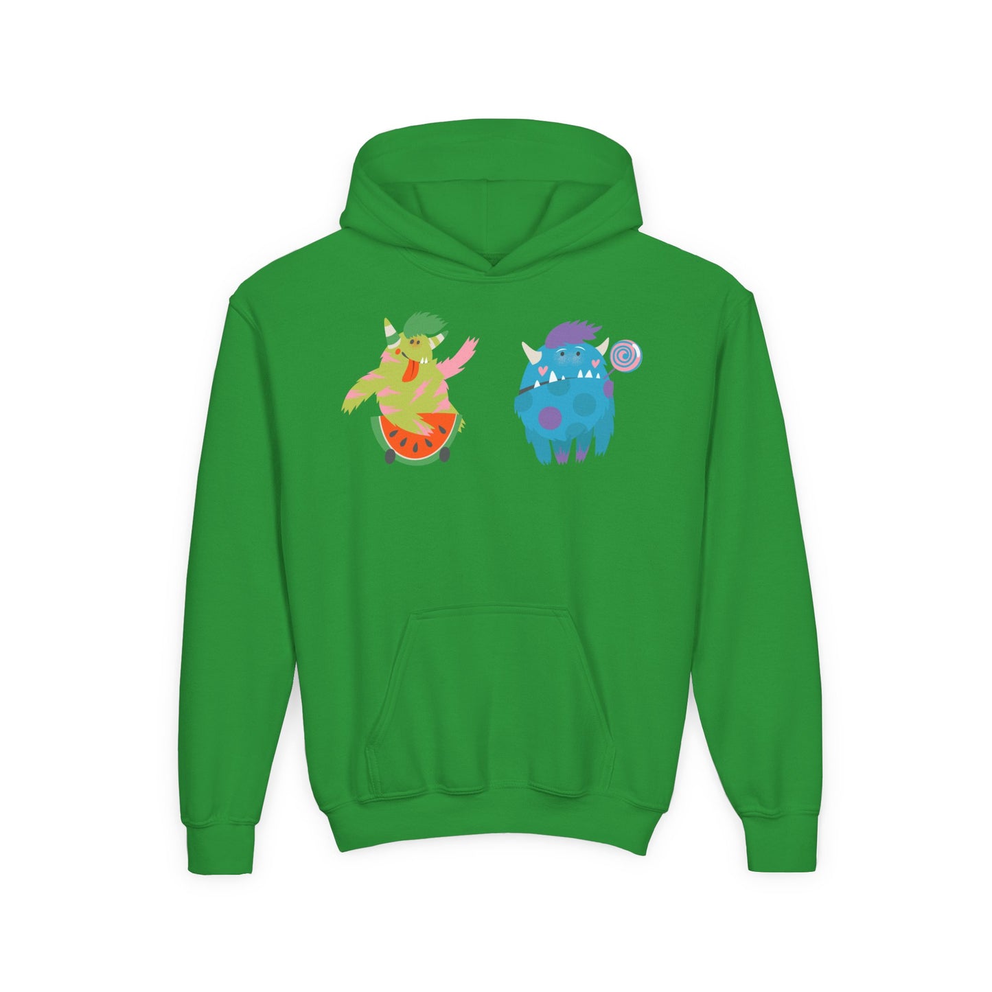 Youth Heavy Blend Hooded Sweatshirt - Funny Toothy monsters