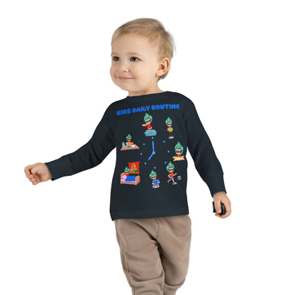 Toddler Long Sleeve Tee - Super kiddo daily routine - [[{"value":"Wonderwear Kid"}]]