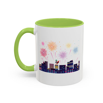 Accent Coffee Mug - Super kiddo with fireworks - [[{"value":"Wonderwear Kid"}]]