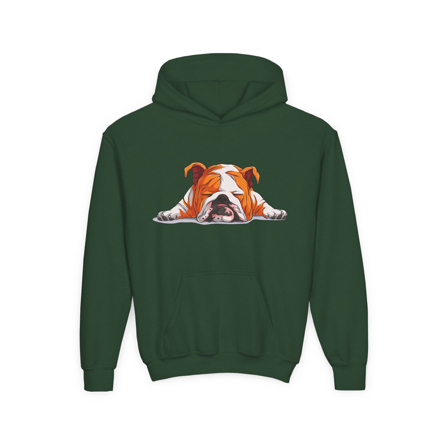 Youth Heavy Blend Hooded Sweatshirt -  Sleeping english bulldog