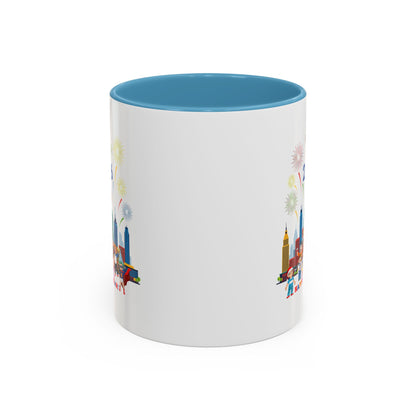 Accent Coffee Mug - Happy new year with fireworks - [[{"value":"Wonderwear Kid"}]]