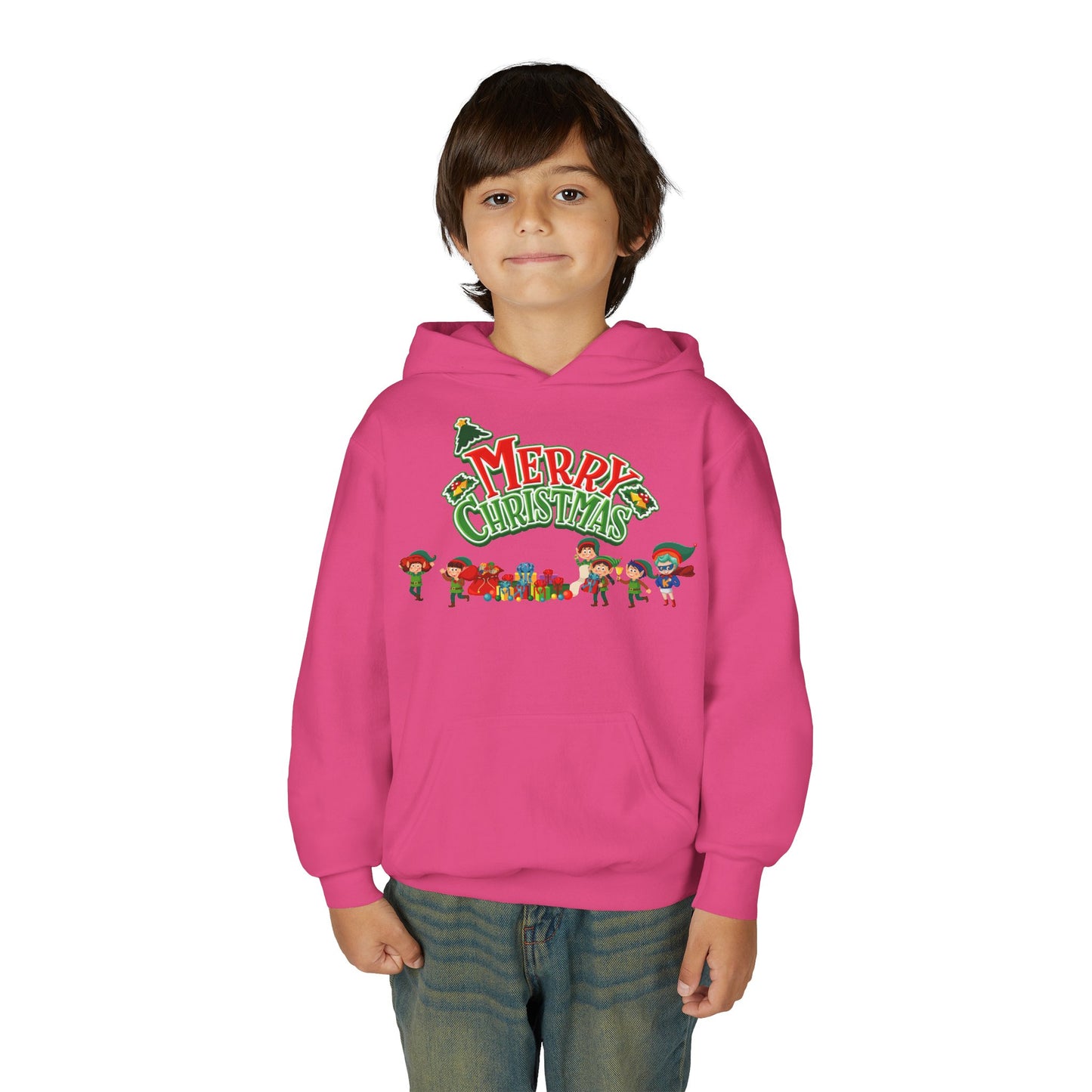 Youth Heavy Blend Hooded Sweatshirt - Merry christmas from super friends