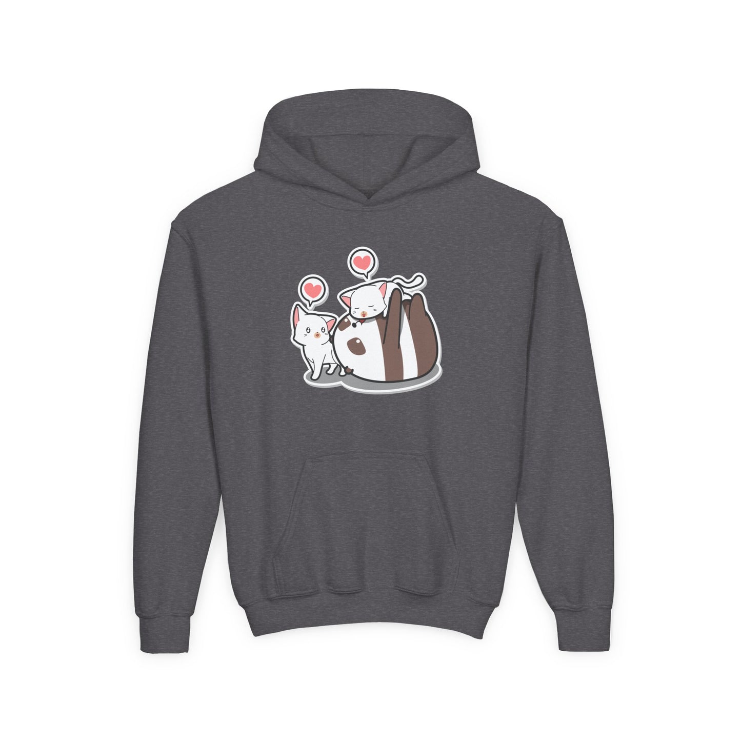Youth Heavy Blend Hooded Sweatshirt - The panda and cat