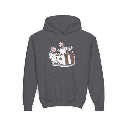 Youth Heavy Blend Hooded Sweatshirt - The Panda and Cat Printify