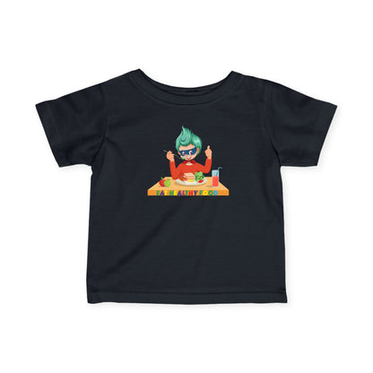 Infant Fine Jersey Tee - Super kiddo eating healthy breafast - [[{"value":"Wonderwear Kid"}]]