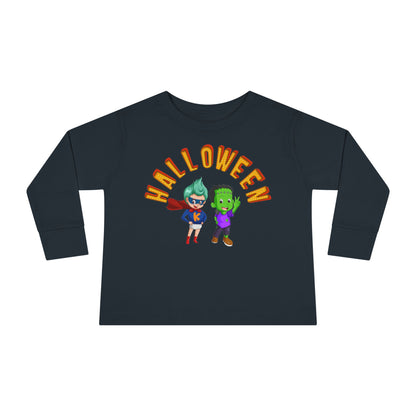 Toddler Long Sleeve Tee - Holloween with super kiddo Printify